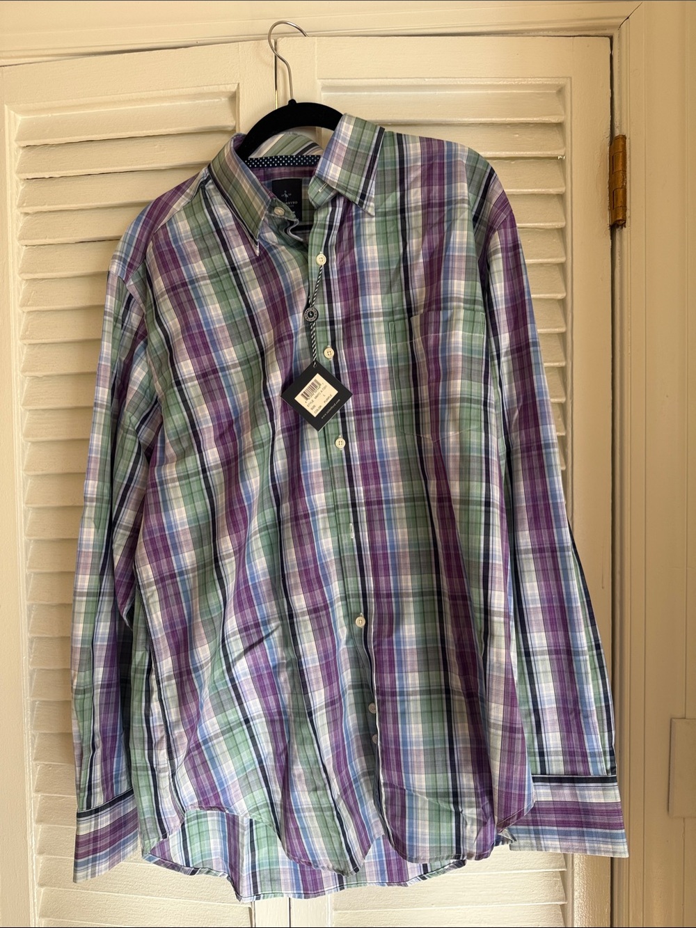 Tailorbyrd Collection 1930 Purple and Green Plaid Long-Sleeve Button-Down Shirt